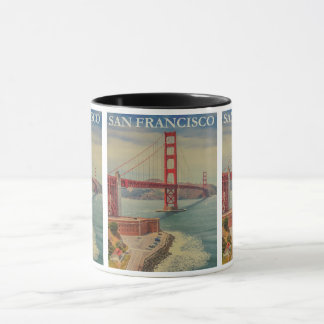 Caneca Vintage San Francisco: Viagem da ponte Ouro Gate