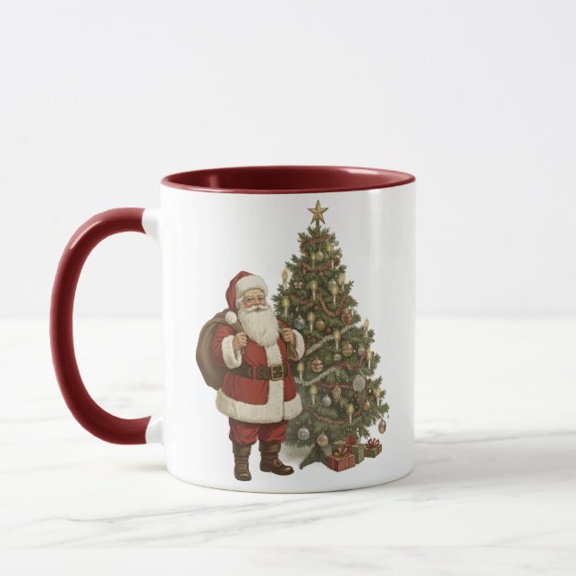 Caneca Vintage Santa & Christmas Tree (Esquerda)