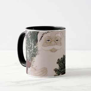 Caneca Vintage Santa Claus Retrato Feriado de Natal
