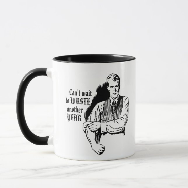 Caneca Vintage Sarcastic "Waste Another Year" Mug (Esquerda)