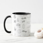 Caneca Vintage Science Illustrations Black White Standard<br><div class="desc">Diagrama preto-e-branco e padrão de impressão em blueprint. Os temas da imagem incluem ciência, matemática, edifícios e monumentos, astronomia e manufatura. Há um modelo antigo de carro, um diagrama antigo do eclipse, e muito mais. Faz excelente aniversário, Natal ou outro presente de Natal, especialmente para aqueles que amam a ciência...</div>