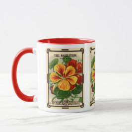 Caneca Vintage Seed Packet Label Art, Nasturtium Flowers