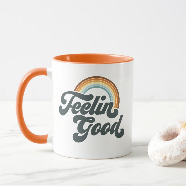 Caneca Vintage Sentindo Bom Arco-Íris (Com Donut)