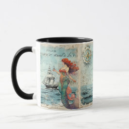 Caneca Vintage Sereia Mundo Mágico