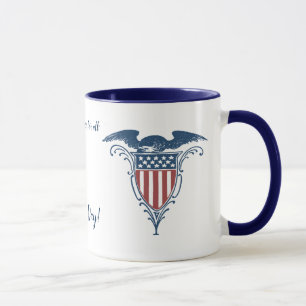 Caneca Vintage Shield Red White Blue American Eagers