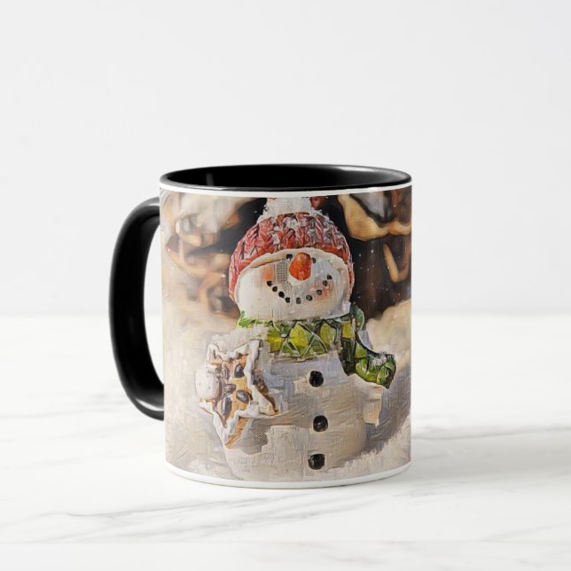 Caneca Vintage Snowman no Snow Drawing Mug (Frente Esquerda)