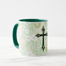 Vintage Style Faith Cross em Green Mug Cup