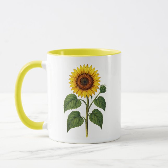 Caneca Vintage Sunflower mug w/ yellow handle, inside (Esquerda)