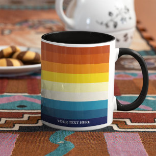 Caneca Vintage Sunset Stripes Coloridas Arco-Íris
