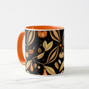 Caneca Vintage Themed Autumn Leaf Patterned