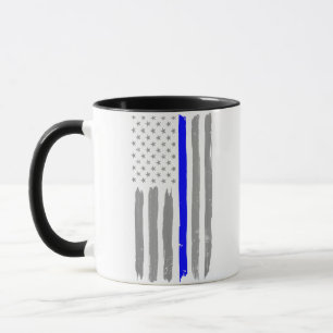 Caneca Vintage Thin Blue Line Shirt Polícia apoia EUA Fl