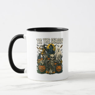 Caneca Vintage Tis Season Halloween Skeleton Retro