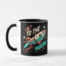 Caneca Vintage to the Moon Rocket ship