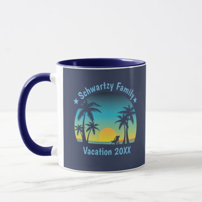 Caneca Vintage Tropical Beach Summer Sunset Palm (Esquerda)