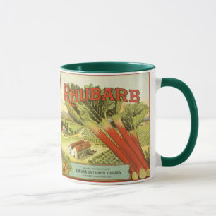 Caneca Vintage Vegetal Pode Rotular Arte, Fazenda Rhubarb