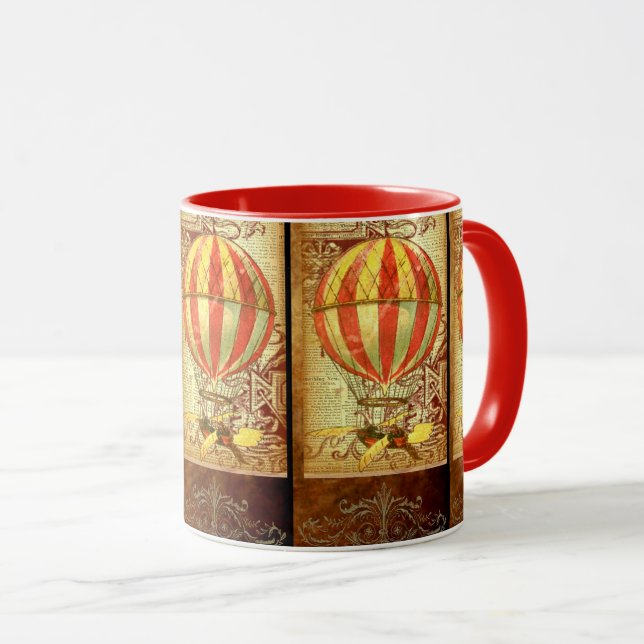 Caneca Vintage vitoriano do balão de ar quente (Frente Esquerda)