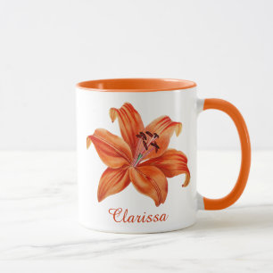 Caneca Vintage Watercolor Orange & Red Lily Monographic N