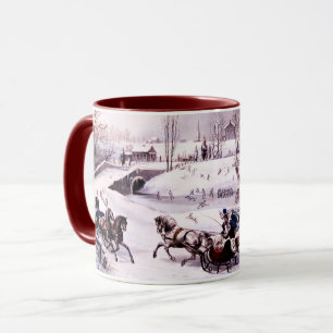 Caneca Vintage Winter Scene. Belas Artes, presentes de Na