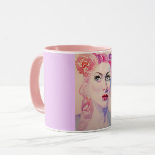Caneca Vintage Woman Lilac Purple Watercolor Mug, de 1940