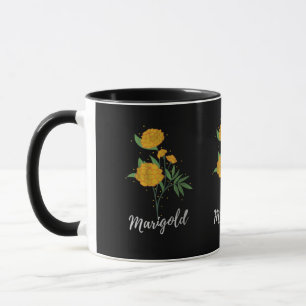 Caneca Vintagem de flores marigold, presente de aniversár