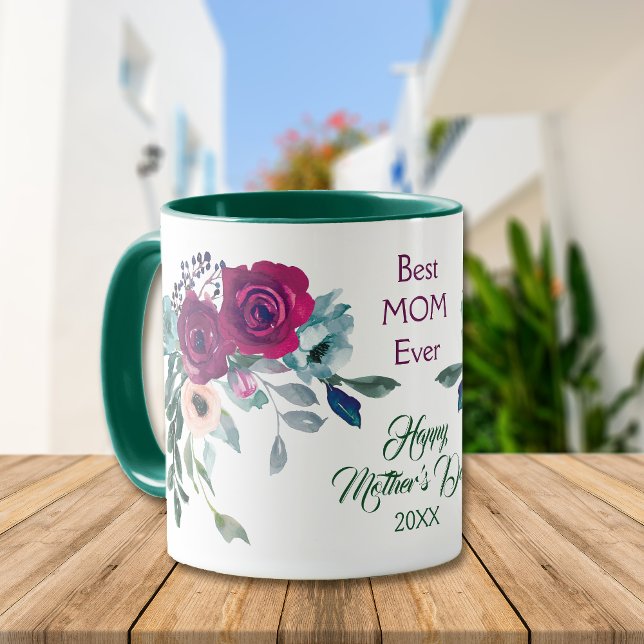 Caneca Violet Rose Bouquet Melhor Dia de as mães Mãe (Criador carregado)