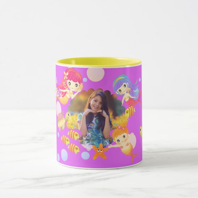 Caneca Violeta de Fotografias de Sereias (Centro)