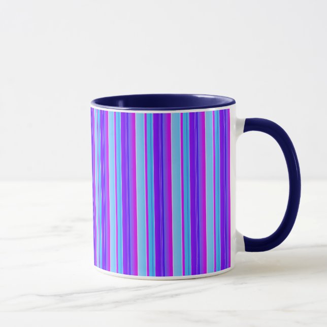 Caneca Violeta violeta púrpura, azul-claro, listrada (Direita)