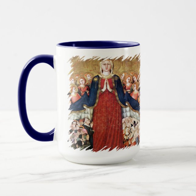Caneca Virgin Mary Mercy Under Her Mantle Catholic Memi (Esquerda)