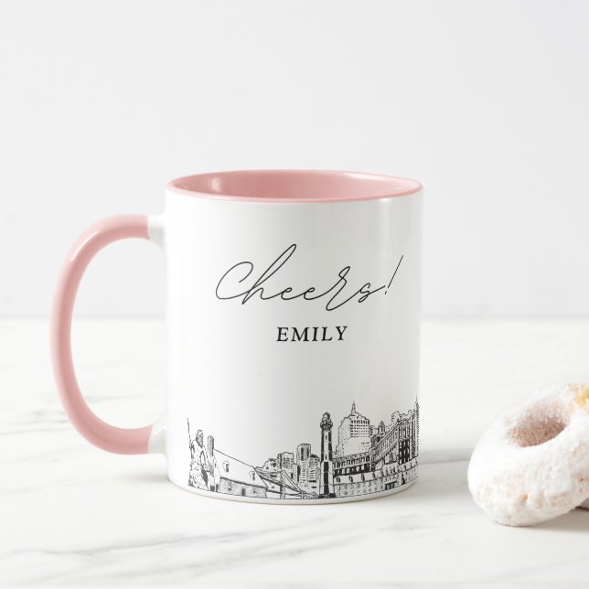Caneca Virginia Beach Wedding Personalised Coffee Mug (Com Donut)