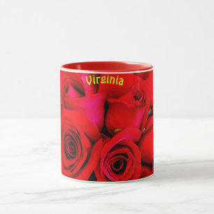Caneca VIRGINIA ~ Buds Personalizados de Rosa vermelha Fo