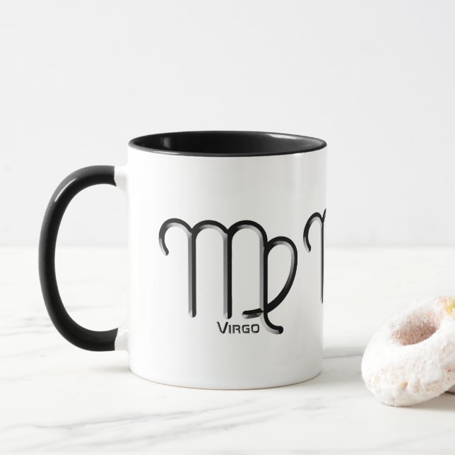 Caneca VIRGO, Design abstrato do Sinal Zodiac, (Com Donut)