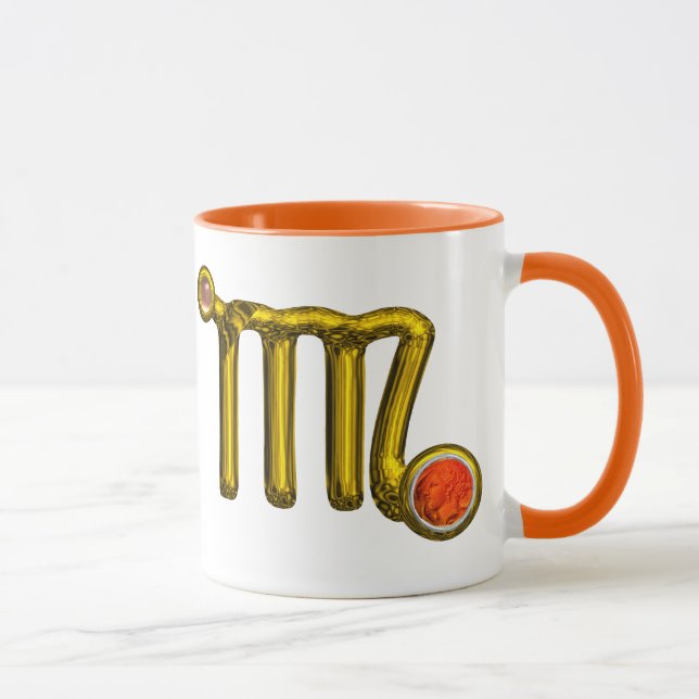 CANECA VÍRGO/JÚRI DO AGATO DE LARANJA DOURADO ZODIAC SINA (Direita)