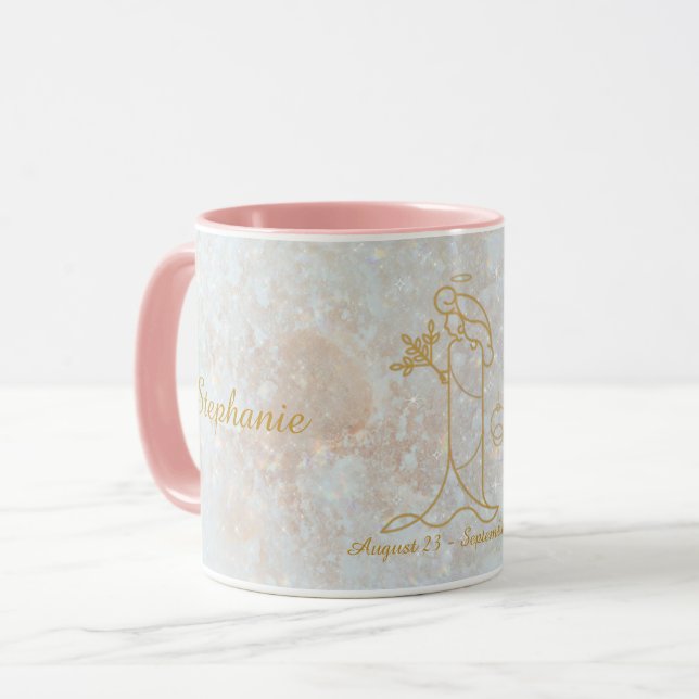 Caneca Virgo Sinal Zodiac Star Monograma Celestial Glitte (Frente Esquerda)