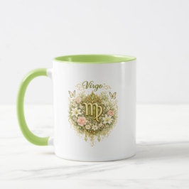 Caneca Virgo Zodiac Floral Heart Mug – Elegant Astrology