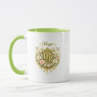 Caneca Virgo Zodiac Floral Heart Mug – Elegant Astrology 