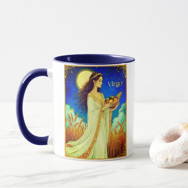 Caneca Virgo Zodíaco Beleza Sob um Céu Noturno (Com Donut)