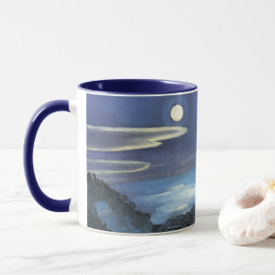 Caneca Visão de Barcelona da cidade à noite por Walter 