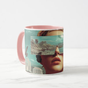 Caneca Visão de Paisagem Surrealista, Retrato feminino su