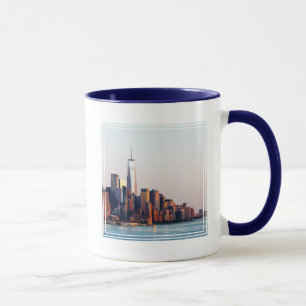 Caneca Visão do Skyline Sunset de Nova York do World Trad