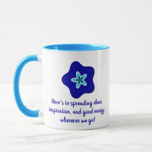 Caneca Visão Positiva Minimalista Vibes Florais Azul Mau