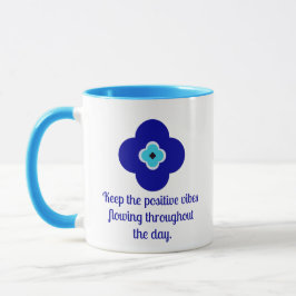 Caneca Visão Positiva Minimalista Vibes Florais Azul Mau
