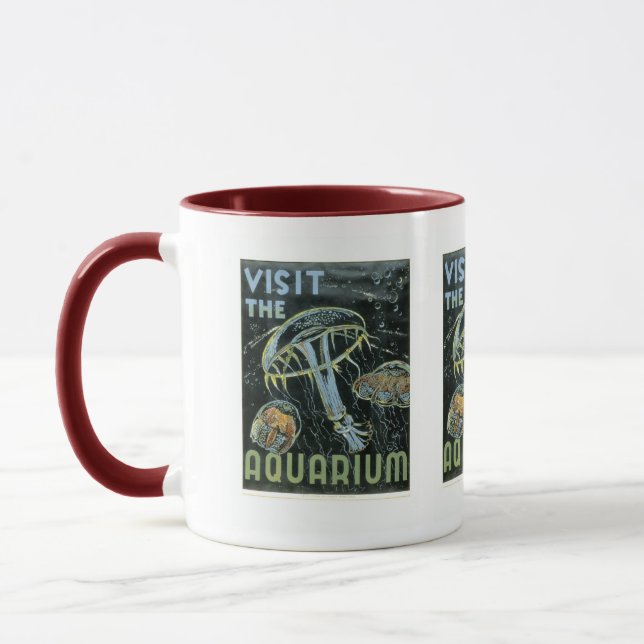 Caneca Visite o aquário - o poster de WPA - (Esquerda)