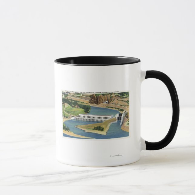 Caneca Vista aérea da central elétrica de Bonneville (Direita)