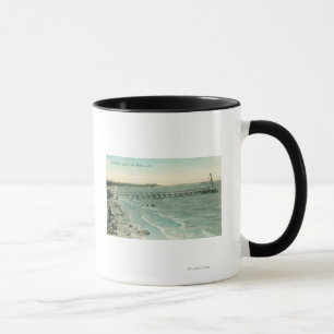Caneca Vista aérea de San Mateo Beach e Pier