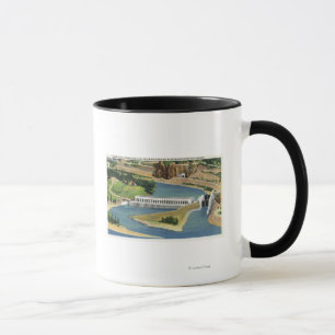 Caneca Vista aérea do central eléctrica da represa de