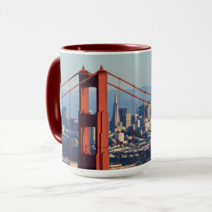 Caneca Vista da Ponte San Francisco Através da Porta do 