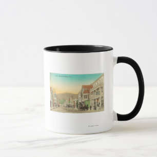 Caneca Vista da rua principal, carruagem do cavalo