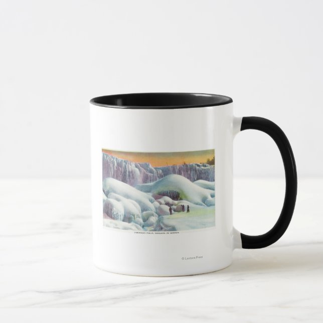 Caneca Vista das quedas americanas no inverno (Direita)