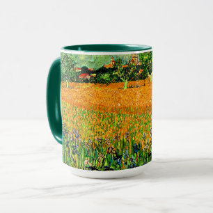Caneca Vista de Arles com Íris em Primeiro Plano,