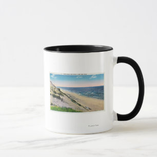 Caneca Vista de dunas de areia e da praia